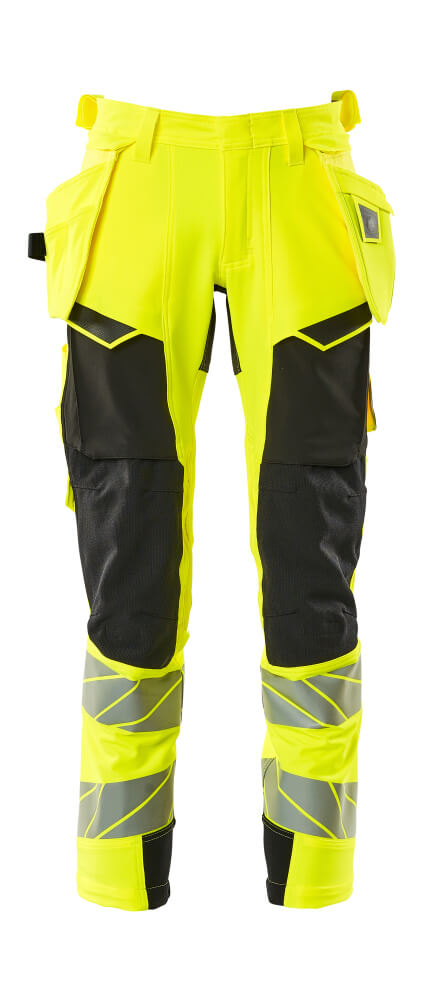 Mascot Accelerate Safe Trousers with Holster Pockets - Hi-Vis Yellow/Black #colour_hi-vis-yellow-black