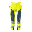 Mascot Accelerate Safe Trousers with Holster Pockets - Hi-Vis Yellow/Dark Petroleum #colour_hi-vis-yellow-dark-petroleum