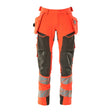 Mascot Accelerate Safe Trousers with Holster Pockets - Hi-Vis Red/Dark Anthracite #colour_hi-vis-red-dark-anthracite