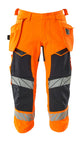 Mascot Accelerate Safe ¾ Trousers with Holster Pockets - Hi-Vis Orange/Dark Navy #colour_hi-vis-orange-dark-navy