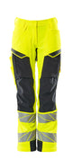 Mascot Accelerate Safe Ladies Diamond Fit Trousers with Kneepad Pockets - Hi-Vis Yellow/Navy #colour_hi-vis-yellow-navy