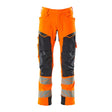 Mascot Accelerate Safe Trousers with Kneepad Pockets - Hi-Vis Orange/Dark Navy #colour_hi-vis-orange-dark-navy