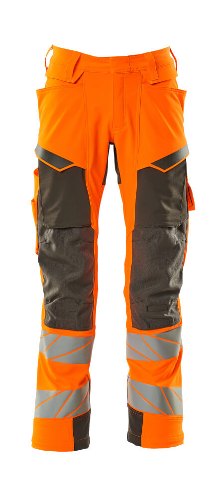 Mascot Accelerate Safe Trousers with Kneepad Pockets - Hi-Vis Orange/Dark Anthracite #colour_hi-vis-orange-dark-anthracite