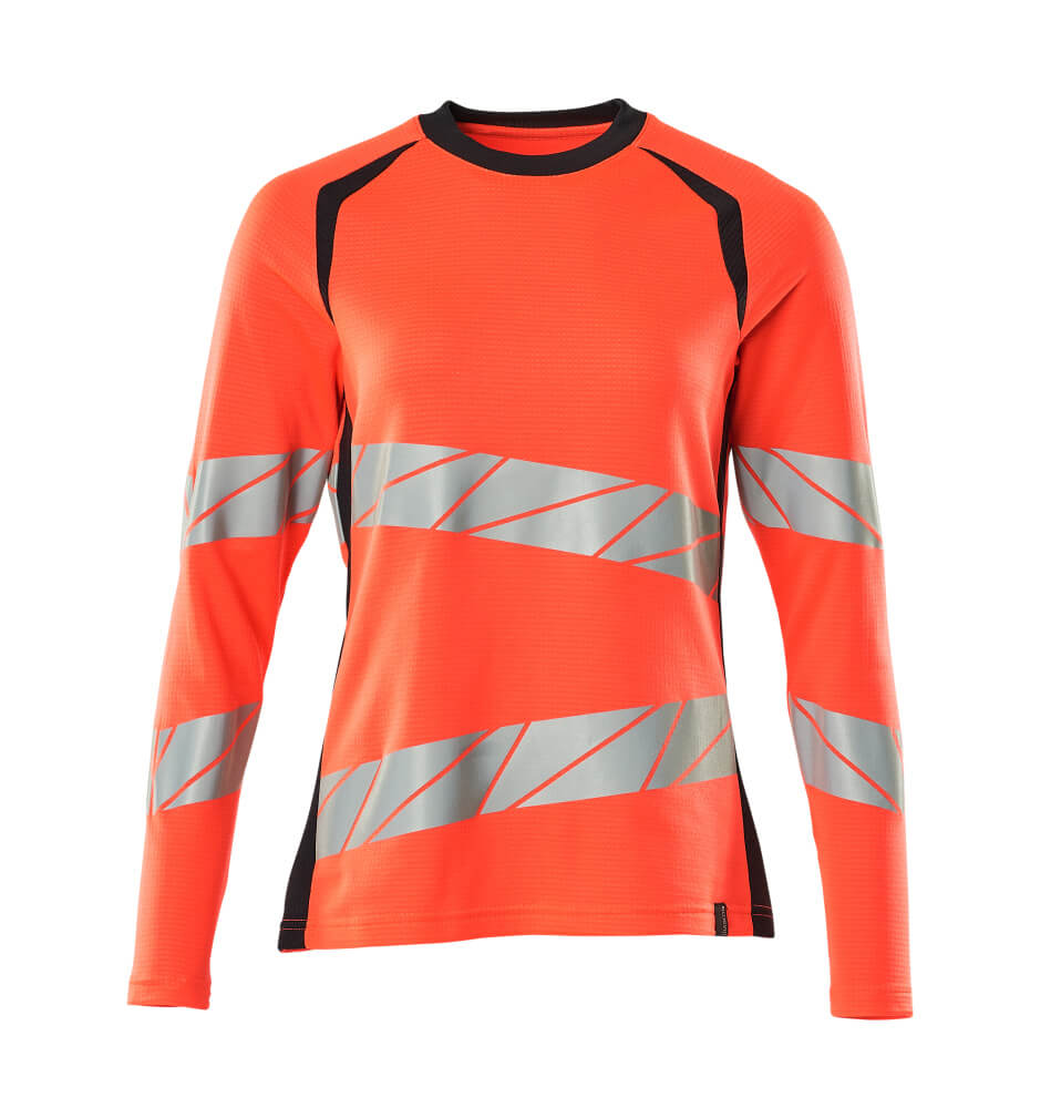 Mascot Accelerate Safe Ladies Fit Long-Sleeved T-shirt #colour_hi-vis-red-dark-navy