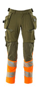 Mascot Accelerate Safe Trousers with Holster Pockets - Moss Green/Orange #colour_moss-green-orange