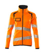 Mascot Accelerate Safe Ladies Microfleece Jacket with Zipper #colour_hi-vis-orange-dark-navy