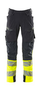 Mascot Accelerate Safe Trousers with Kneepad Pockets - Dark Navy/Hi-Vis Yellow #colour_dark-navy-hi-vis-yellow