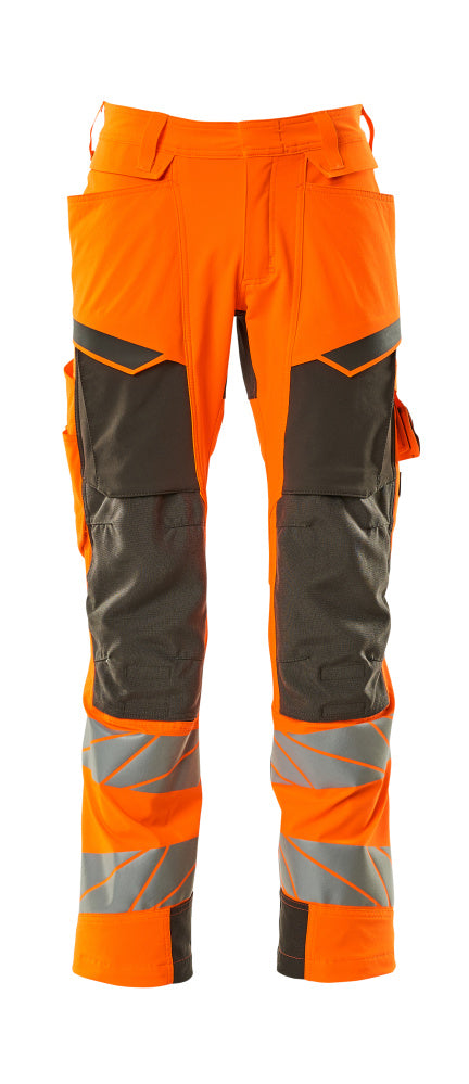 Mascot Accelerate Safe Trousers with Kneepad Pockets - Hi-Vis Orange/Dark Anthracite #colour_hi-vis-orange-dark-anthracite