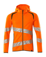 Mascot Accelerate Safe Hoodie with Zipper #colour_hi-vis-orange-moss-green