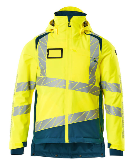 Mascot Accelerate Safe Winter Jacket with CLIMascot #colour_hi-vis-yellow-dark-petroleum