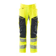 Mascot Accelerate Safe Trousers with Kneepad Pockets - Hi-Vis Yellow/Dark Navy #colour_hi-vis-yellow-dark-navy