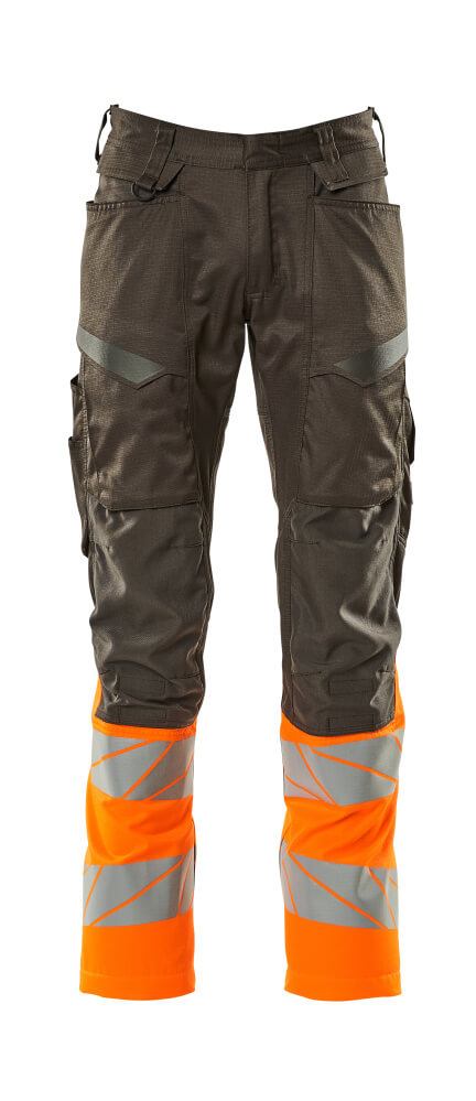 Mascot Accelerate Safe Trousers with Kneepad Pockets - Dark Anthracite/Hi-Vis Orange #colour_dark-anthracite-hi-vis-orange