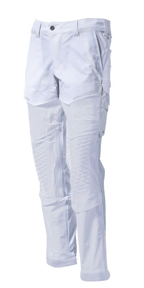 Mascot Customized Stretch Trousers with Kneepad Pockets - White #colour_white