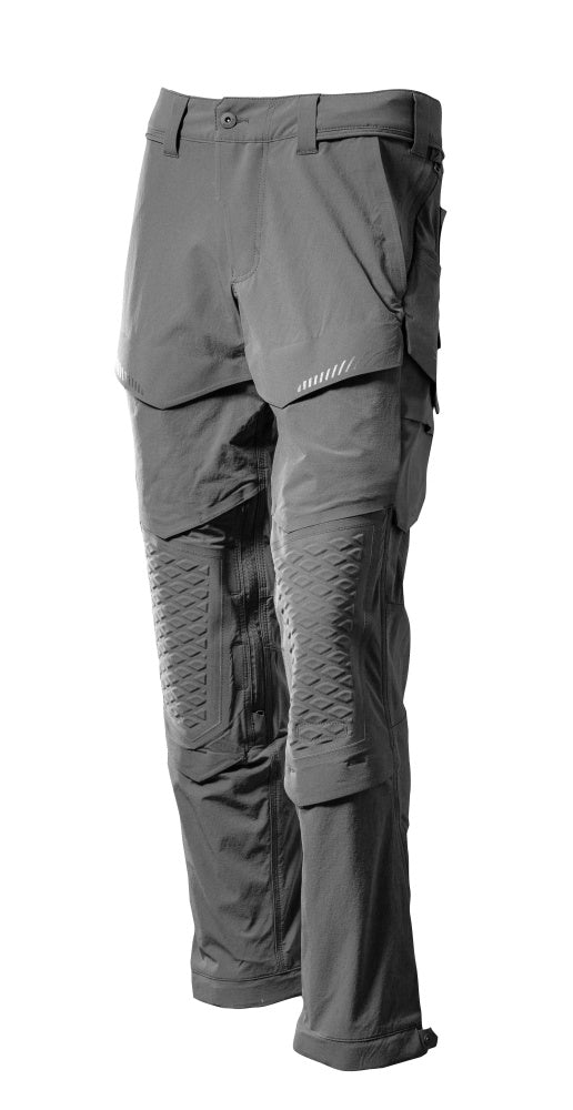 Mascot Customized Stretch Trousers with Kneepad Pockets - Stone Grey #colour_stone-grey