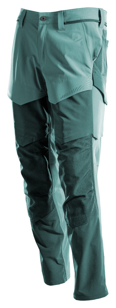 Mascot Customized Stretch Trousers with Kneepad Pockets - Light Forest Green/Forest Green #colour_light-forest_green-forest-green