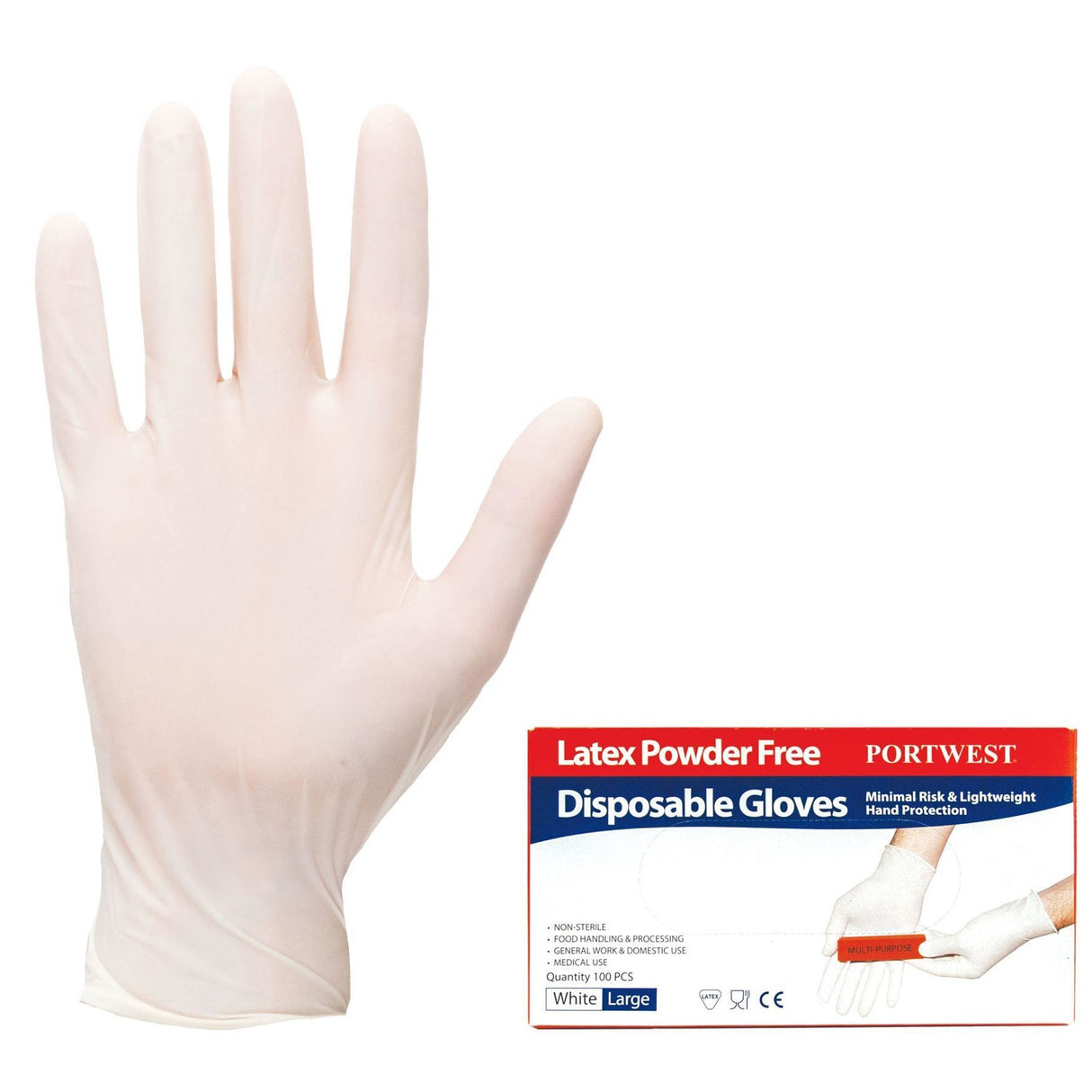 Portwest Powder Free Latex Disposable Gloves