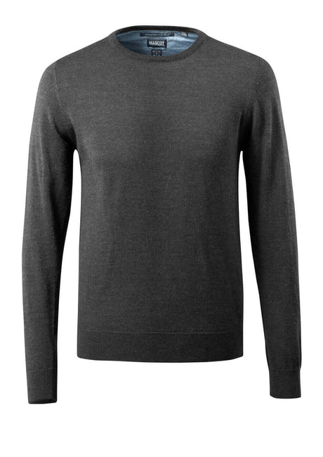 Mascot Frontline Merino Wool Knitted Round Neck Jumper #colour_dark-anthracite-light-grey-flecked