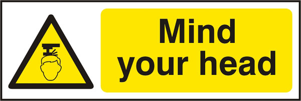 Bsafe Mind Your Head Sign White/Yellow