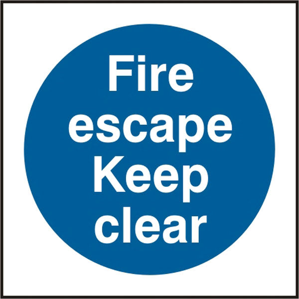 Bsafe Fire Escape Keep Clear Sign White/Blue