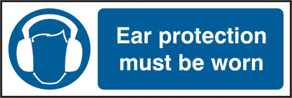 Bsafe Ear Protection Must Be Worn Sign White/Blue