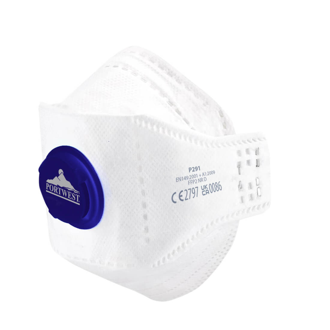 Portwest EAGLE FFP2 Valved Dolomite Fold Flat Respirator (Pack of 10)