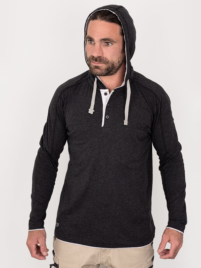 Bisley Flex & Move Cotton Hooded Long Sleeve T-Shirt