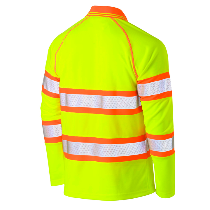 Bisley Taped Double Hi-Vis Mesh Long Sleeve Polo Shirt