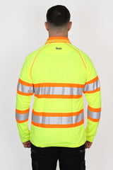 Bisley Taped Double Hi-Vis Mesh Long Sleeve Polo Shirt