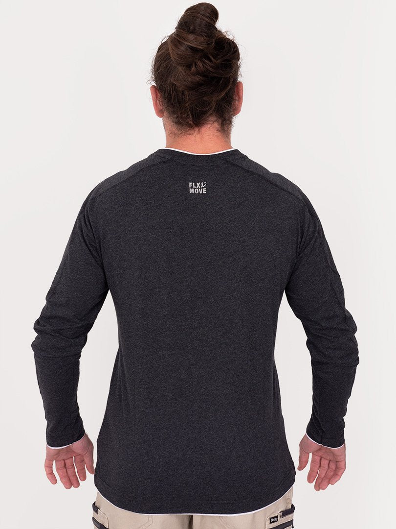 Bisley Flex & Move Long Sleeve Cotton V Neck T-Shirt