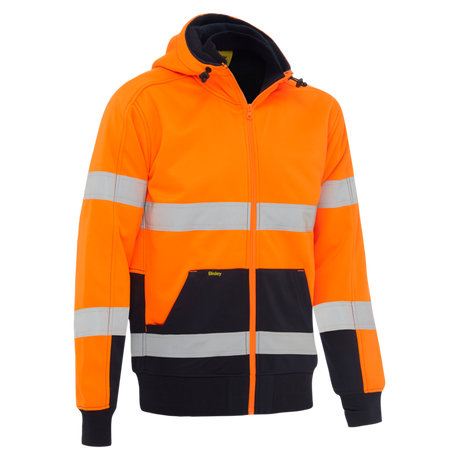 Bisley Taped Hi-Vis Zip Fleece Hoodie with Sherpa Lining