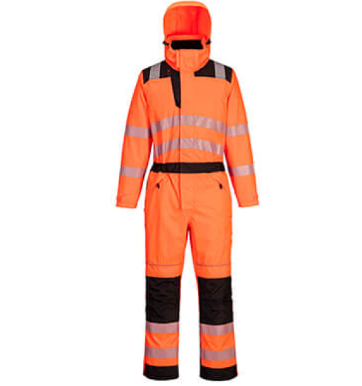 Portwest PW3 Hi-Vis Rain Coverall #colour_orange-black