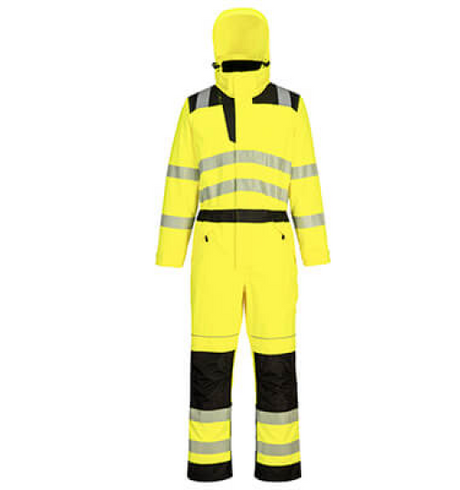 Portwest PW3 Hi-Vis Rain Coverall #colour_yellow-black