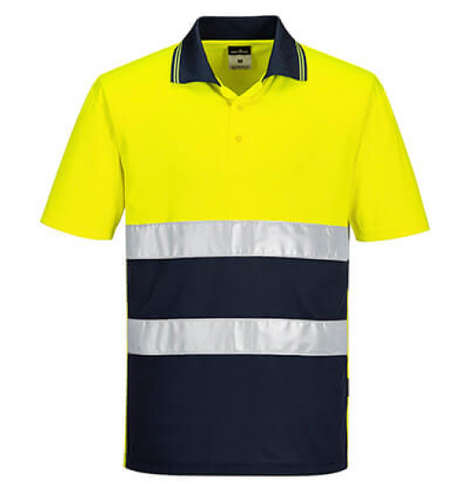 Portwest Two-Tone Lightweight Polo Shirt S/S #colour_yellow-navy-blue