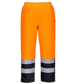 Portwest Hi-Vis Lined Rain Pants #colour_orange-navy-blue